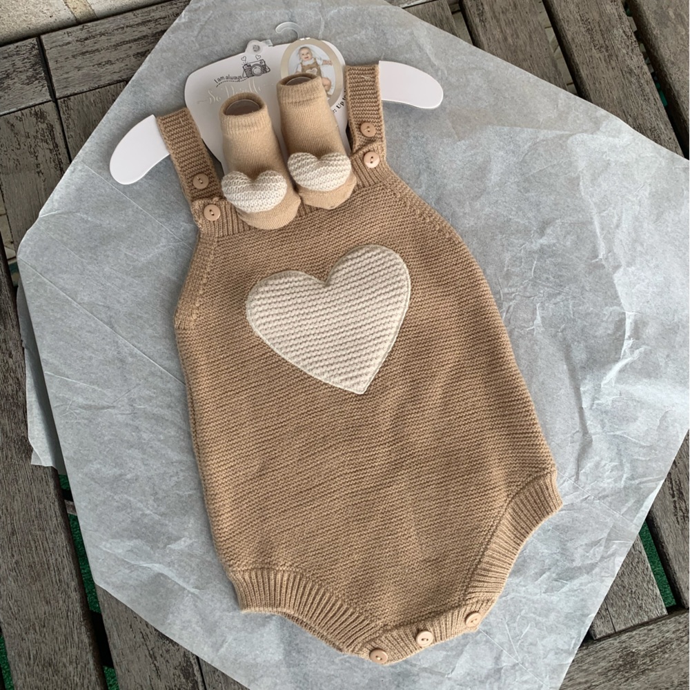 Baby knitted romper with booties NWT